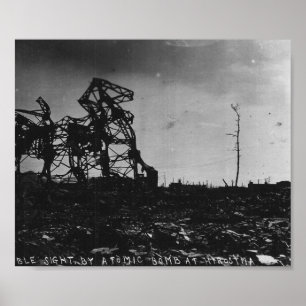 Póster Segunda Guerra Mundial Hiroshima tras bomba atómic