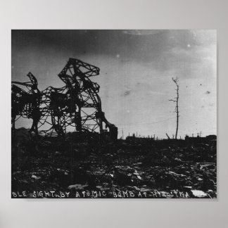 Póster Segunda Guerra Mundial Hiroshima tras bomba atómic