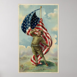 Póster Segunda Guerra Mundial por la libertad, la civiliz