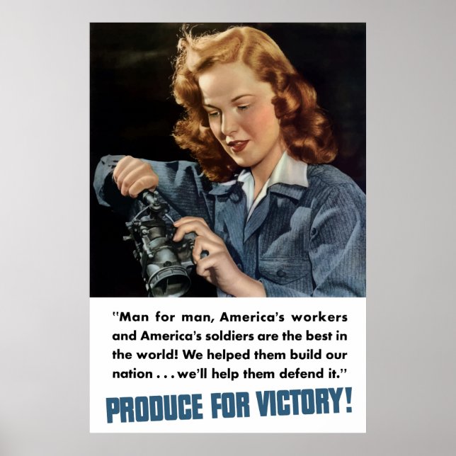 Póster Segunda Guerra Mundial — ¡Producir Victoria! (Frente)