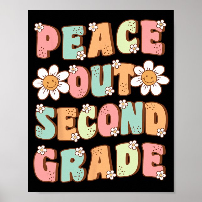 Póster Segundo Grado Cute Groovy Último Día De Segundo Gr (Frente)