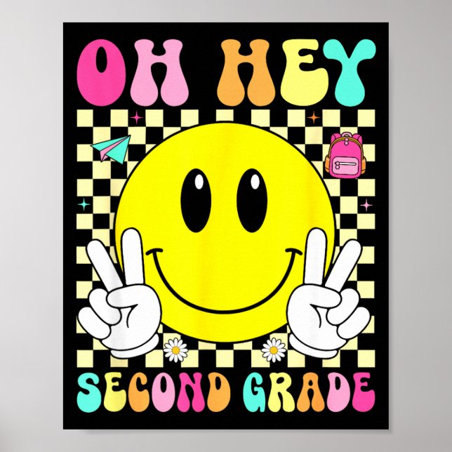 Póster Segundo grado sonrisa retro vuelta a clases primer (Frente)