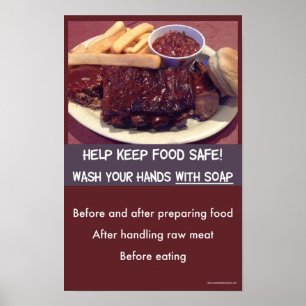 Póster Seguridad alimentaria - poster para lavado de mano
