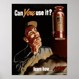 Póster Seguridad de extinguidor de incendios de la Segund