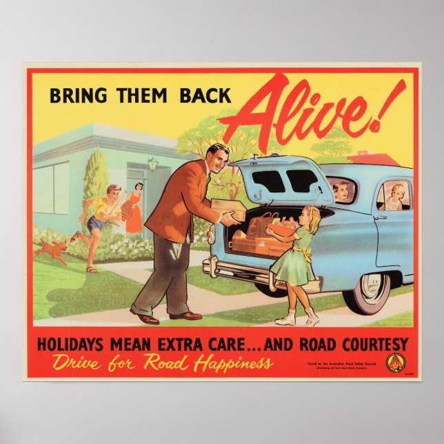 Póster Seguridad de la conducción en vacaciones 1939 (Frente)
