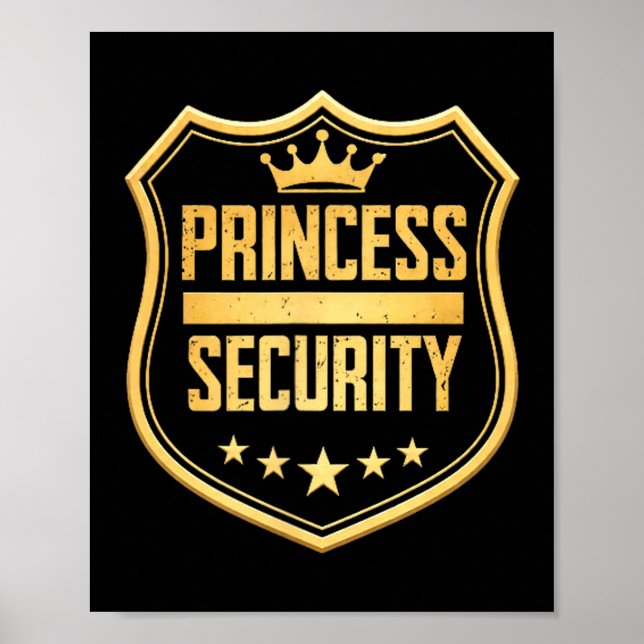 Póster seguridad de la princesa cumpleaños papá hermano c (Frente)