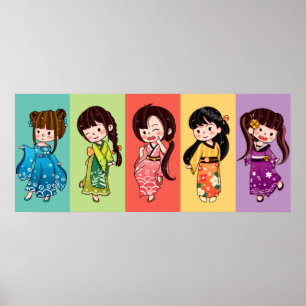 Póster Seijin no Hi Kimono Chicas Poster