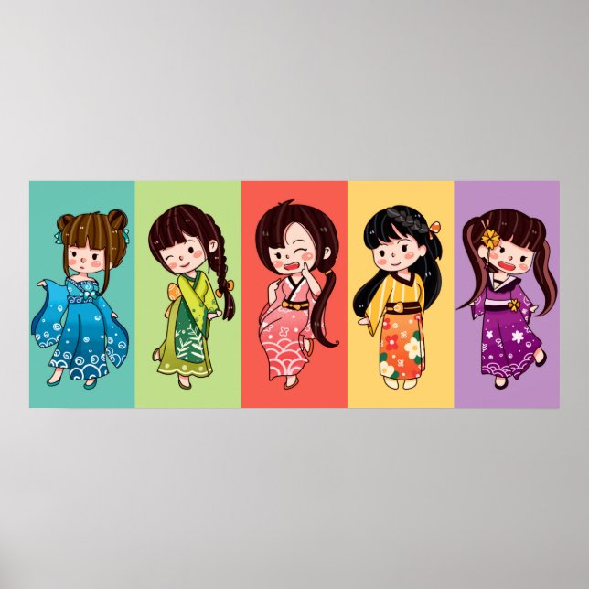 Póster Seijin no Hi Kimono Chicas Poster (Frente)