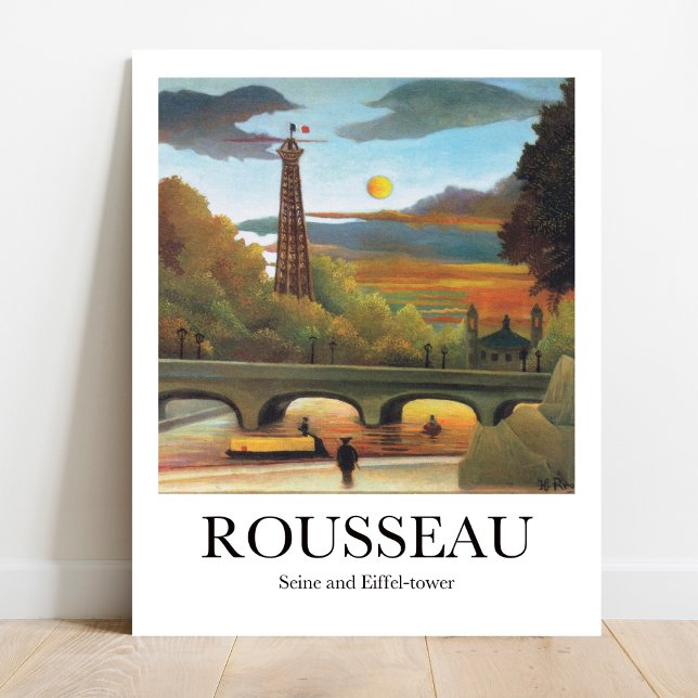 Póster Seine and Eiffel-tower by Henri Rousseau (Parisian Dream: Rousseau's Seine & Eiffel Tower. Museum-quality poster)
