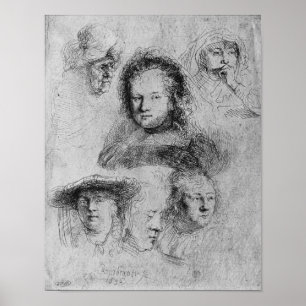 Póster Seis cabezas con Saskia van Uylenburgh
