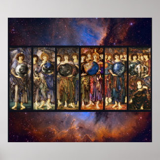 Póster SEIS DÍAS DE ÁNGELES DE CREACIÓN de Edward Burne J