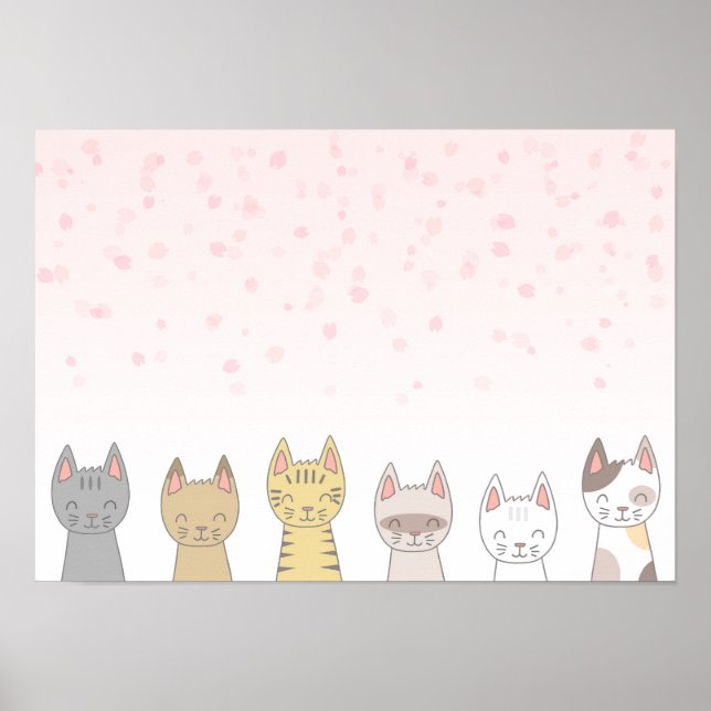 Póster Seis gatos adorables. (Frente)