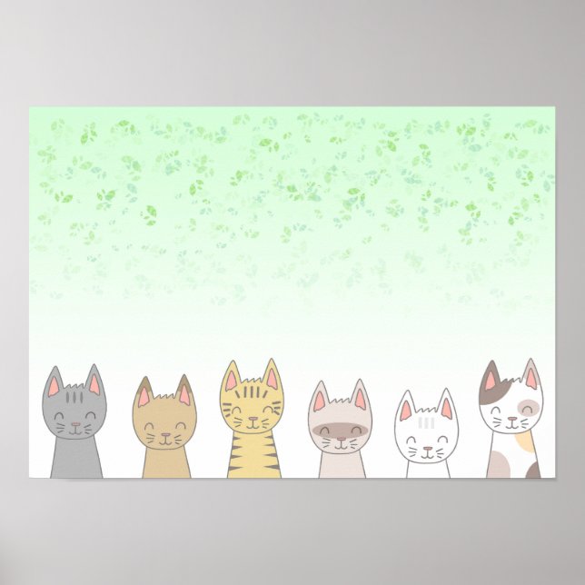 Póster Seis gatos adorables. (Frente)