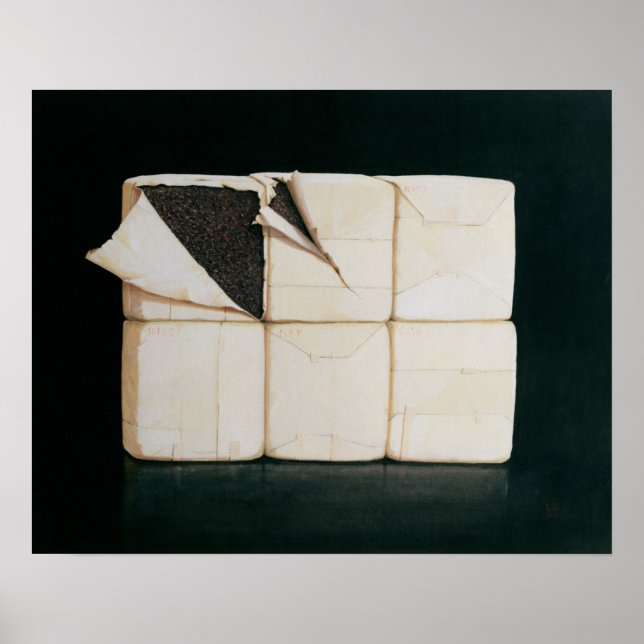 Póster Seis paquetes apilados (Frente)