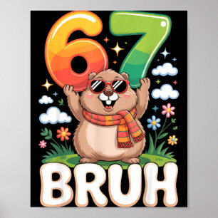 Póster Seis Siete 67 Hermano Groundhog Divertido 6 7 Meme