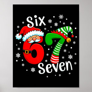 Póster Seis Siete 67 Meme 6 7 Elfo Santa Navidad