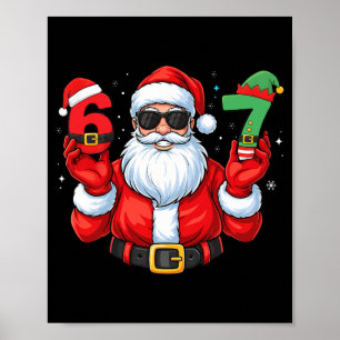 Póster Seis Siete 67 Meme 6 7 Elfo Santa Navidad Pijamas 