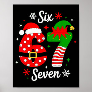 Póster Seis Siete 67 Meme 6 7 Santa Navidad Pijamas Niños