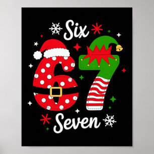 Póster Seis Siete 67 Meme 6 7 Santa Navidad Pijamas Niños