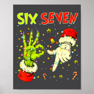 Póster Seis Siete 67 Meme divertido de Navidad con señas