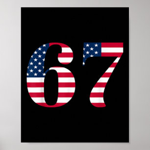 Póster Seis Siete 67 Meme Divertido Us Bandera Americana