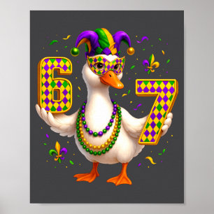Póster Seis Siete 67 Meme Ganso Con Sombrero de Bufón &am