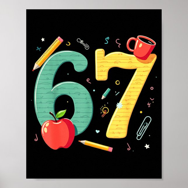 Póster Seis siete 67 profesor escuela meme vibraciones  (Frente)