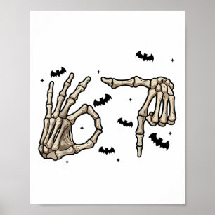Póster Seis Siete 6 7 Meme 67 Mano de Esqueleto Traje de 