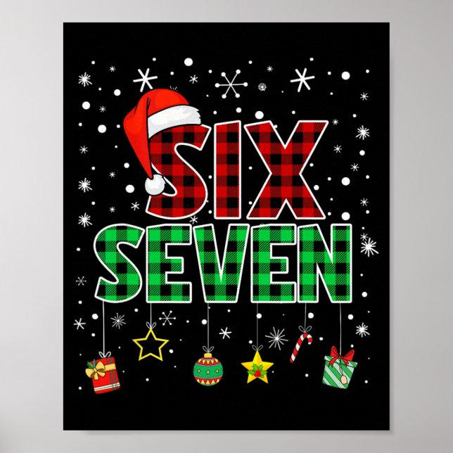 Póster Seis Siete 6 7 Meme 67 Pijamas De Navidad Hombres  (Frente)