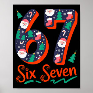 Póster Seis Siete 6 7 Meme Humor Santa Elfo 67 Navidad Pa