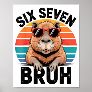 Póster Seis Siete Bruh 6 7 Meme Divertido Capybara 6 7 