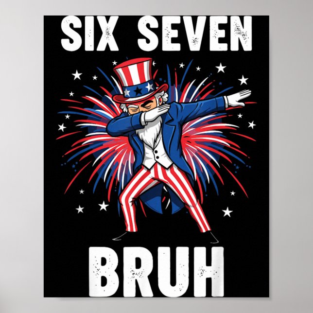 Póster Seis Siete Bruh Tío Sam Dabbing Día de la Independ (Frente)