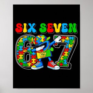 Póster Seis siete conciencia del autismo 67 meme rompecab