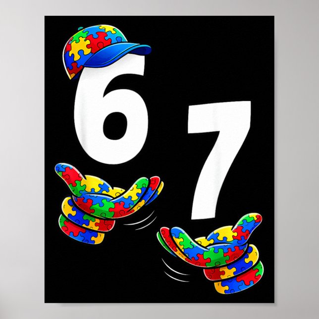 Póster Seis Siete Conciencia sobre el Autismo 67 Meme Rom (Frente)