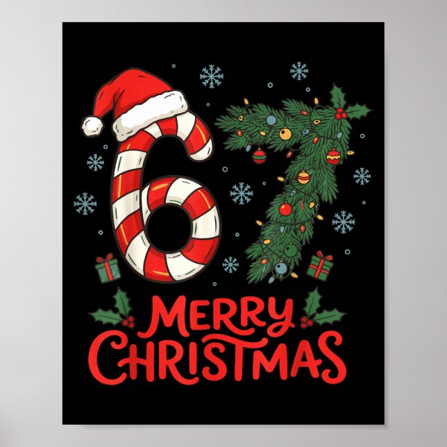 Póster Seis Siete Divertido 6 7 Meme Navidad  (Frente)