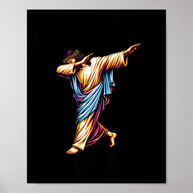 Póster Seis Siete Jesús Dabbing Navidad 6 7 Meme 67 Niños (Frente)