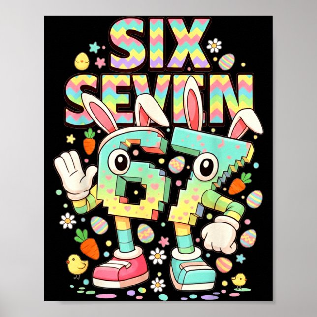Póster Seis siete meme 67 brainrot divertido conejo de Pa (Frente)
