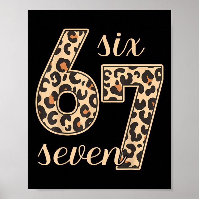 Póster Seis Siete Meme 6-7 Número Estampado de Leopardo G (Frente)