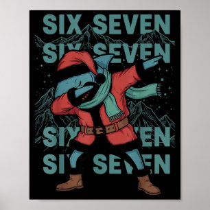 Póster Seis Siete Meme Tiburón Dab Se Dabbing Divertida N