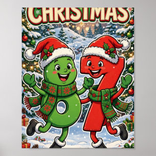 Póster Seis Siete Navidad — Números Divertidos de Santa 6