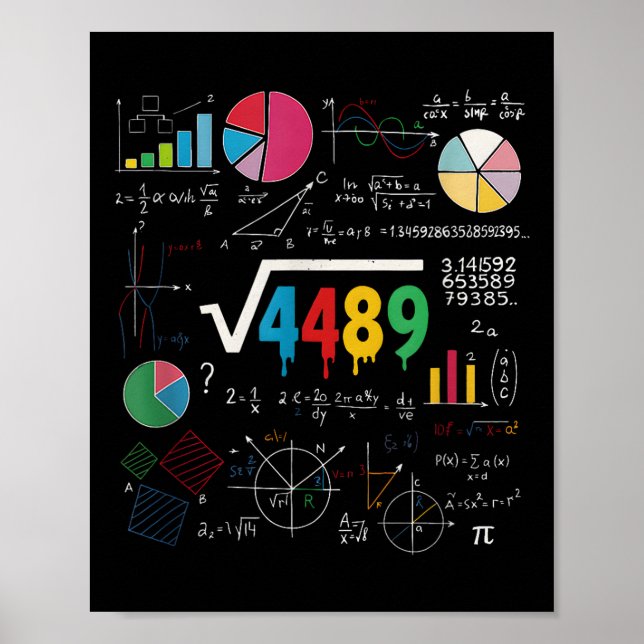 Póster Seis Siete Profesor de Matemáticas 67 Meme Raíz Cu (Frente)