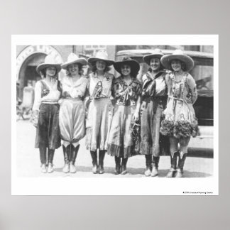 Póster Seis vaqueras en Cheyenne Frontier Days.