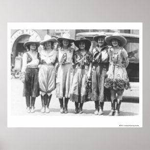 Póster Seis vaqueras en los días de la frontera de