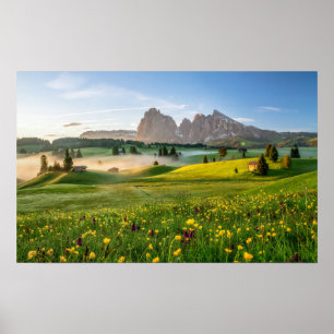 Póster Seiser Alm, montañas de la dolomía, Italia