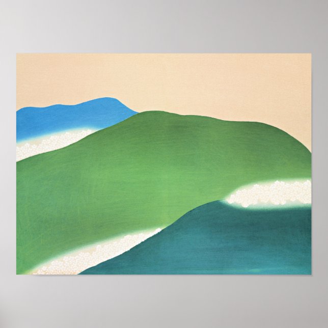 Póster Sekka - Montañas verdes, pintura artística fina, (Frente)