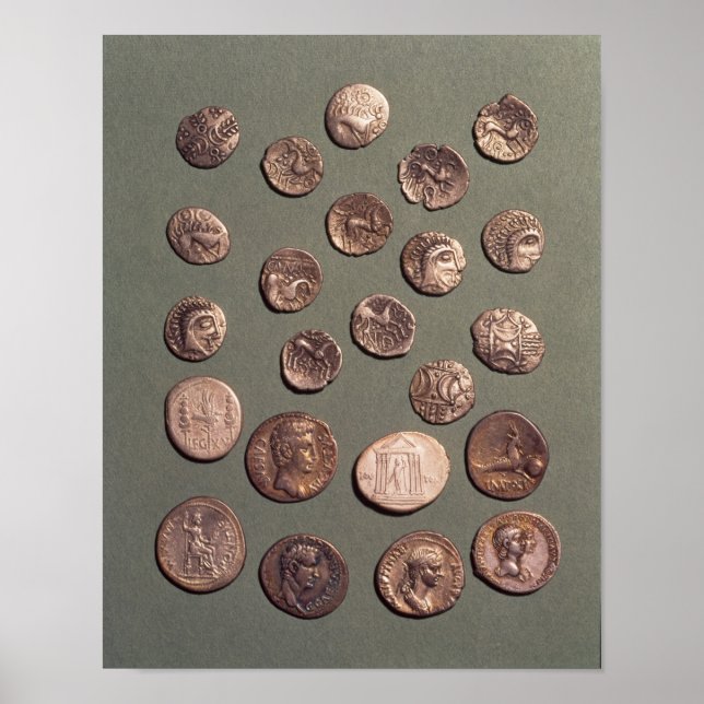 Póster Selección Monedas celtas y romanas encontradas (Frente)