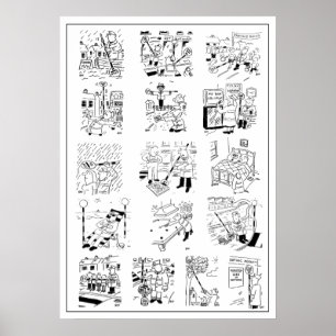 Póster Selection of Funny Lollipop Man Cartoons