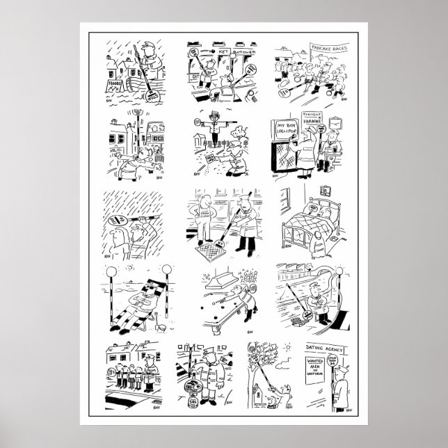 Póster Selection of Funny Lollipop Man Cartoons (Frente)