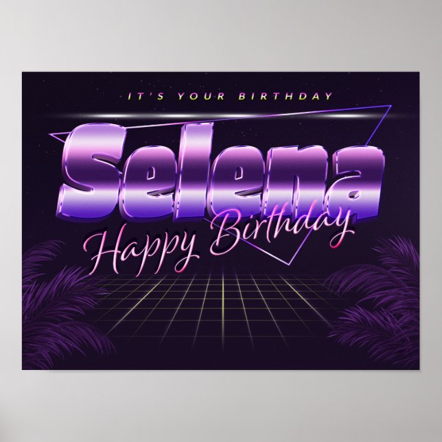 Póster Selena Nombre Vorname lila retro Poster Geburtstag (Frente)