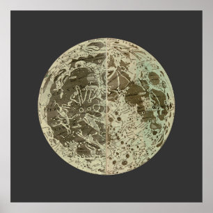 Póster Selenografía de Bowles o un mapa de la luna - 1780